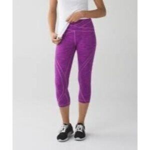 Lululemon Free Flow Crop Diamond Jacquard Space Dye Tender Violet Raspberry Sz 4
